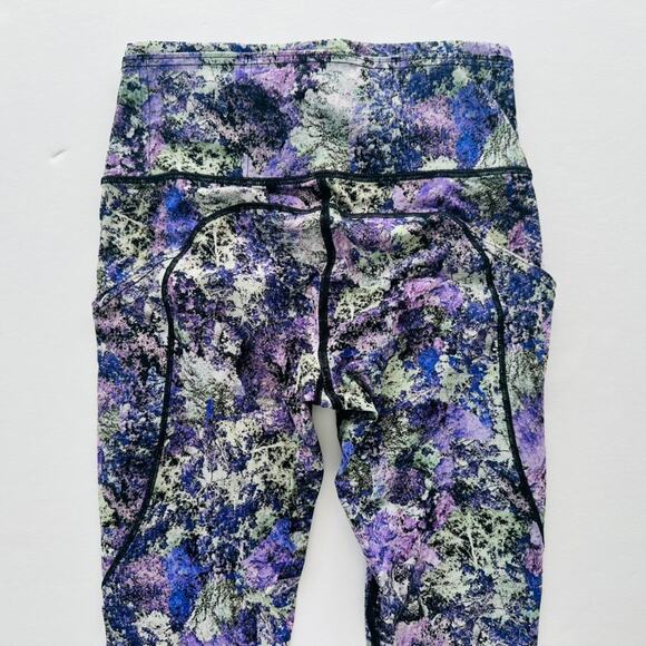 Lululemon Fast & Free 7/8 Tight Size 4 Nulux 25" Vivid Vision Purple Green Black - Picture 5 of 7